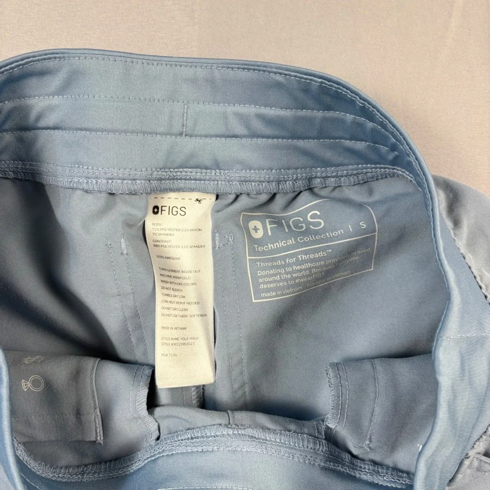 FIGS Yola High Rise Slim Scrub Pants Small Blue Gray - Picture 8 of 9
